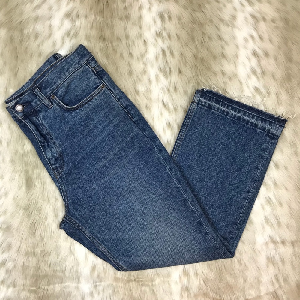 Free People Cropped Distressed Denim Jeans